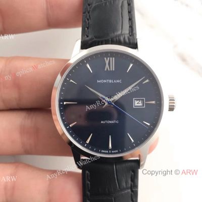 Swiss Quality Fake Mont blanc Meisterstuck Date Blue Dial watch 40mm